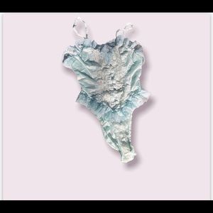 Vintage Satin lace baby blue teddy bodysuit